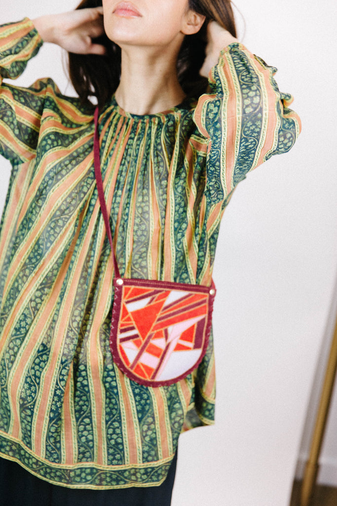 block printed cotton and silk top