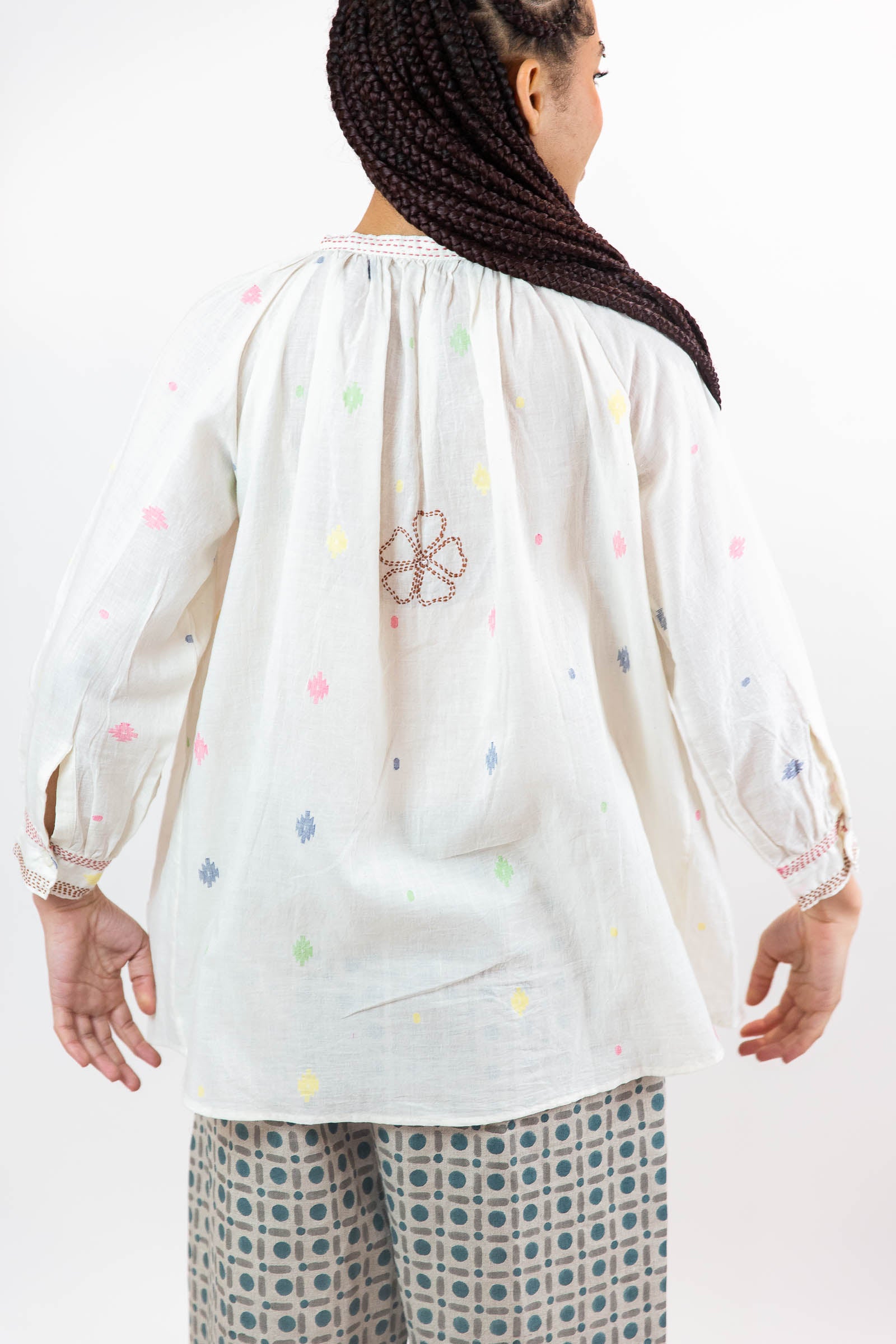 Jamdani Cotton Gather Buttondown