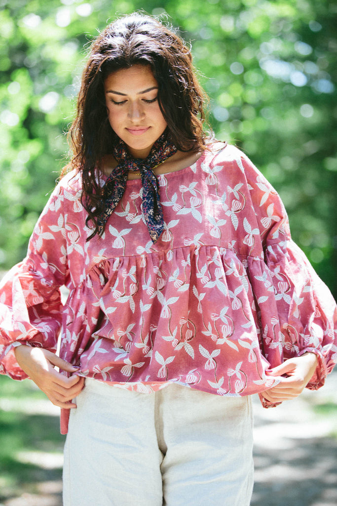 naturally dyed block printed top