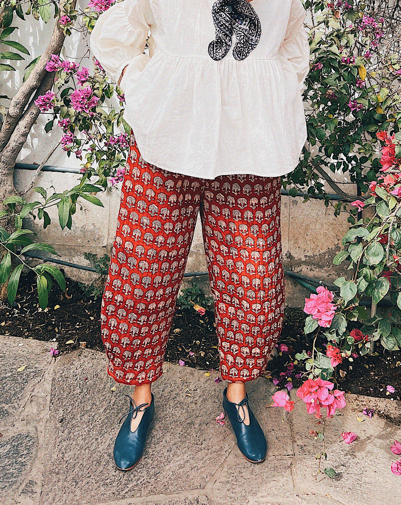 Quilted Block Print Pants