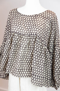 soft cotton mul block print top