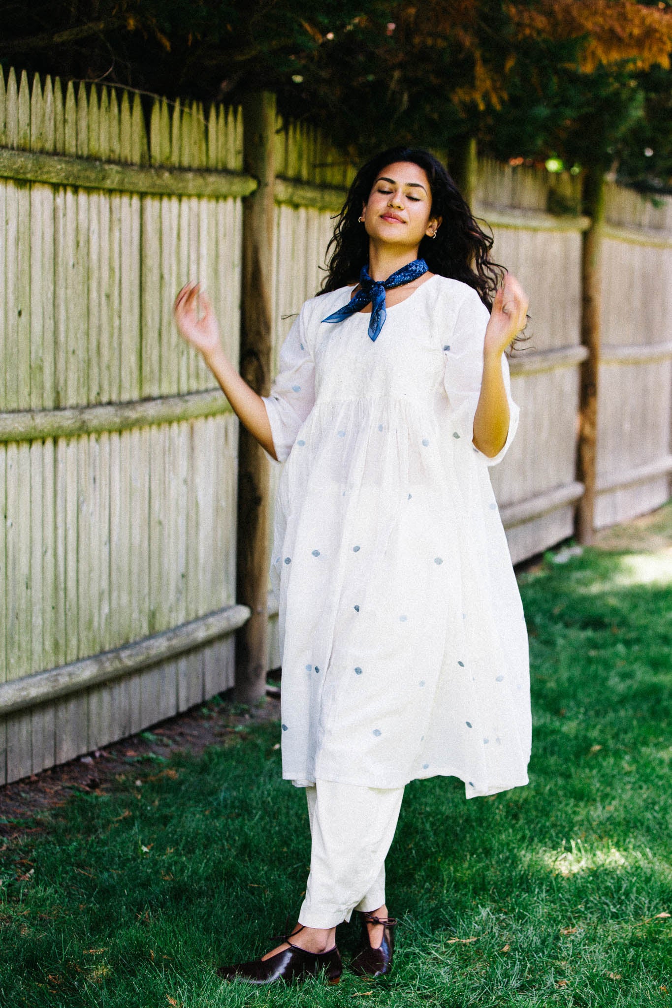 cotton chikankari dress for women Sabana Women's Lucknowi Handcrafted Mul Cotton Chikankari Anarkali Dress- HONC0164020 XS / Blue / Mul Cotton