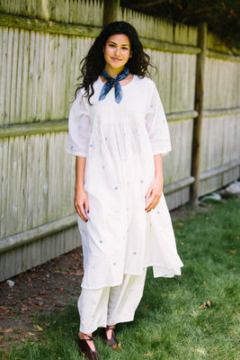 white cotton midi dress