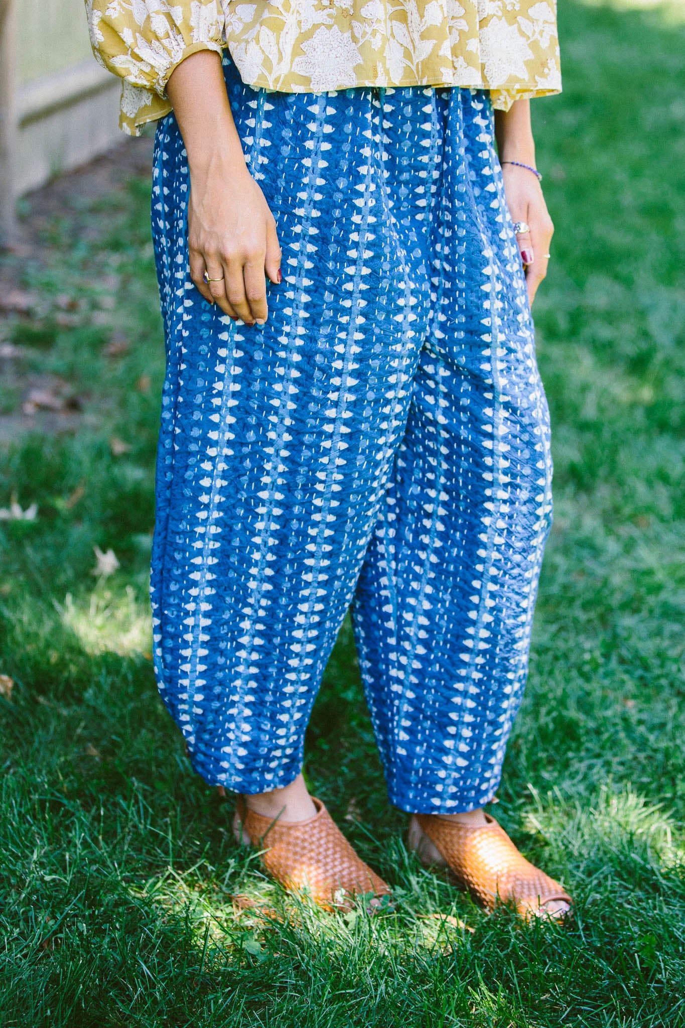 kantha indigo cotton pants