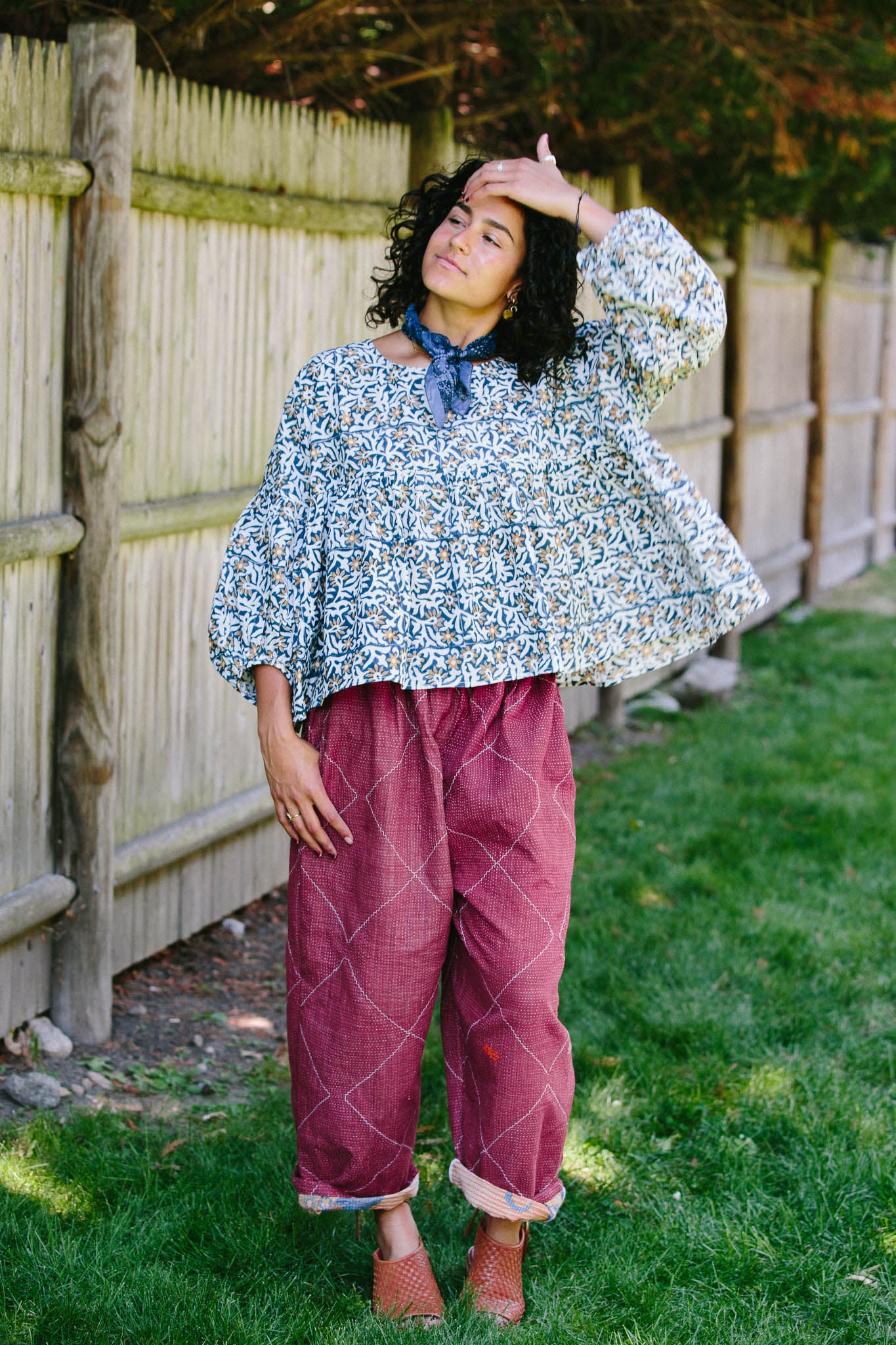 Bordeaux Kantha Quilted Patina Pant