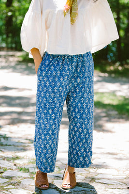 kantha stitch block print pants