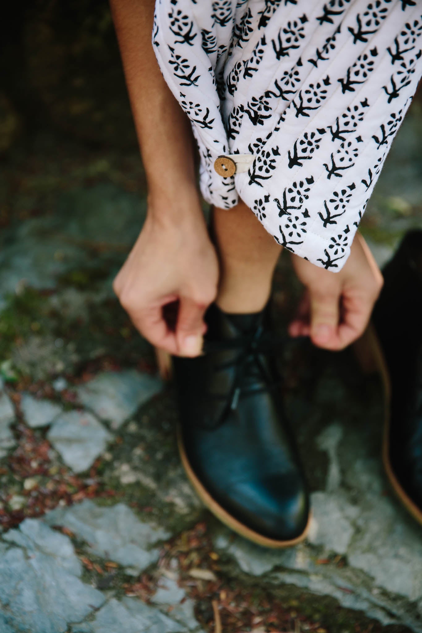 Quilted Block Print Pants in Snow