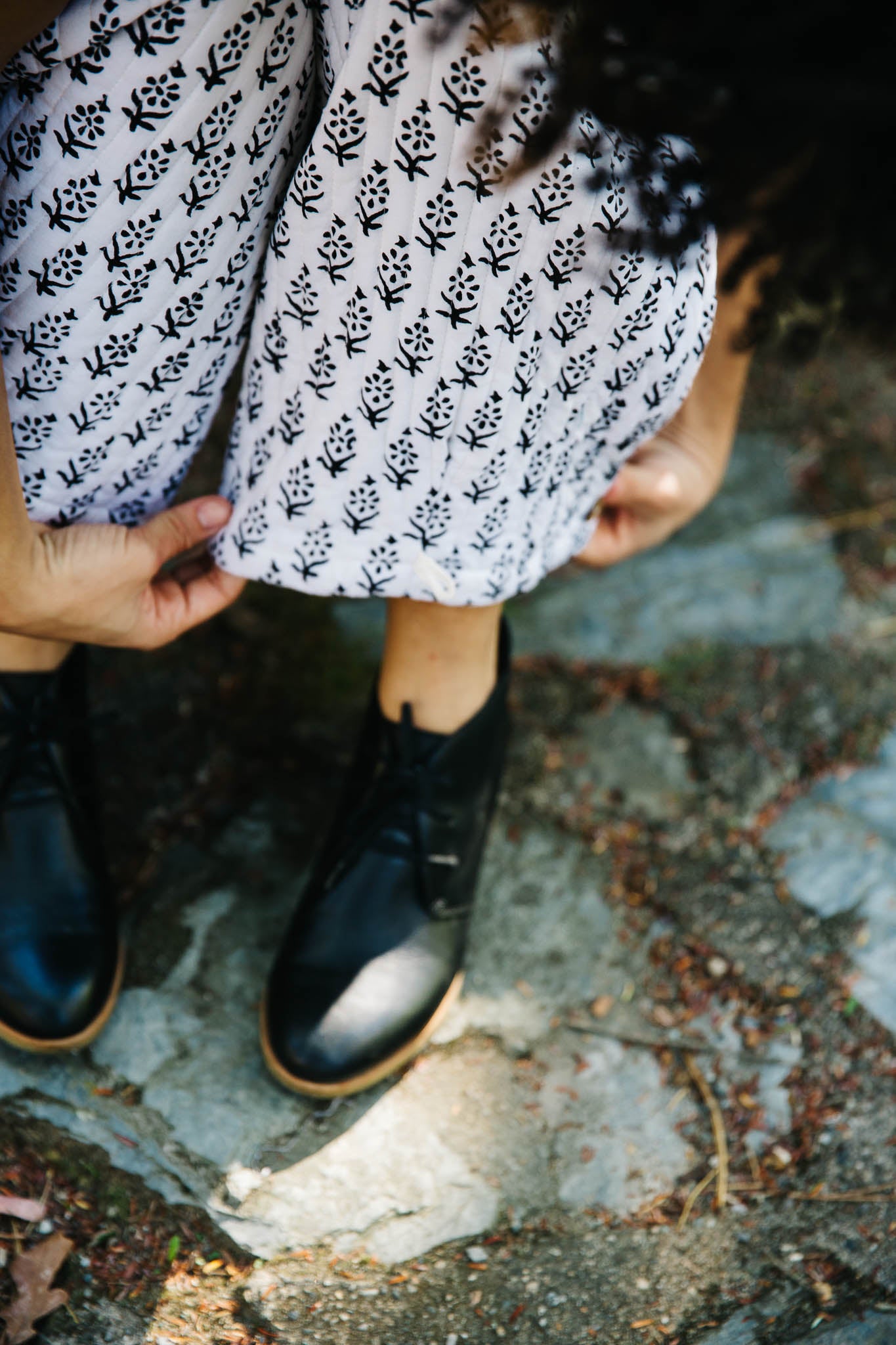 Quilted Block Print Pants in Snow