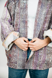 relaxed fit kantha quilt jacket