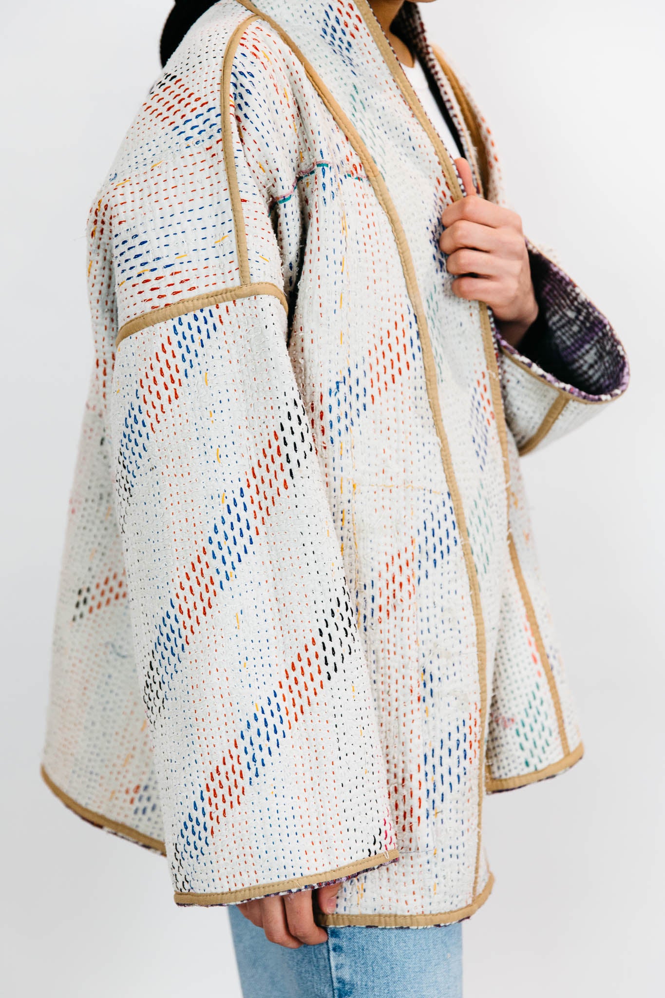 Vintage Kantha Quilt Jacket - Rusty Lavender