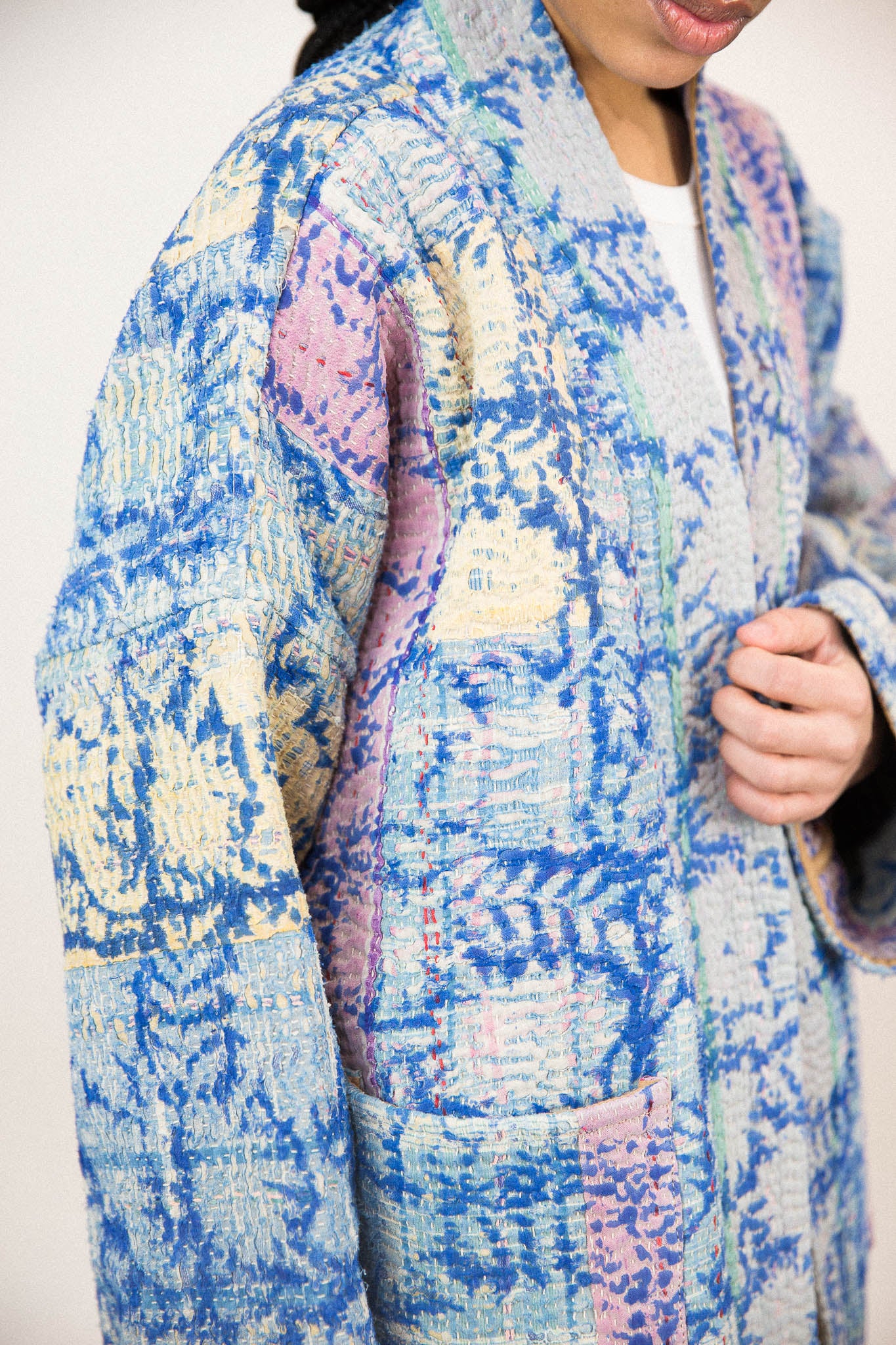 hand block printed quilted jacket