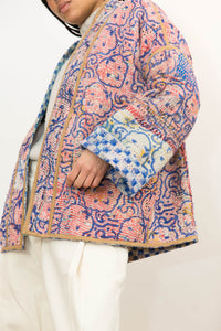 vintage kantha quilt block print jacket 