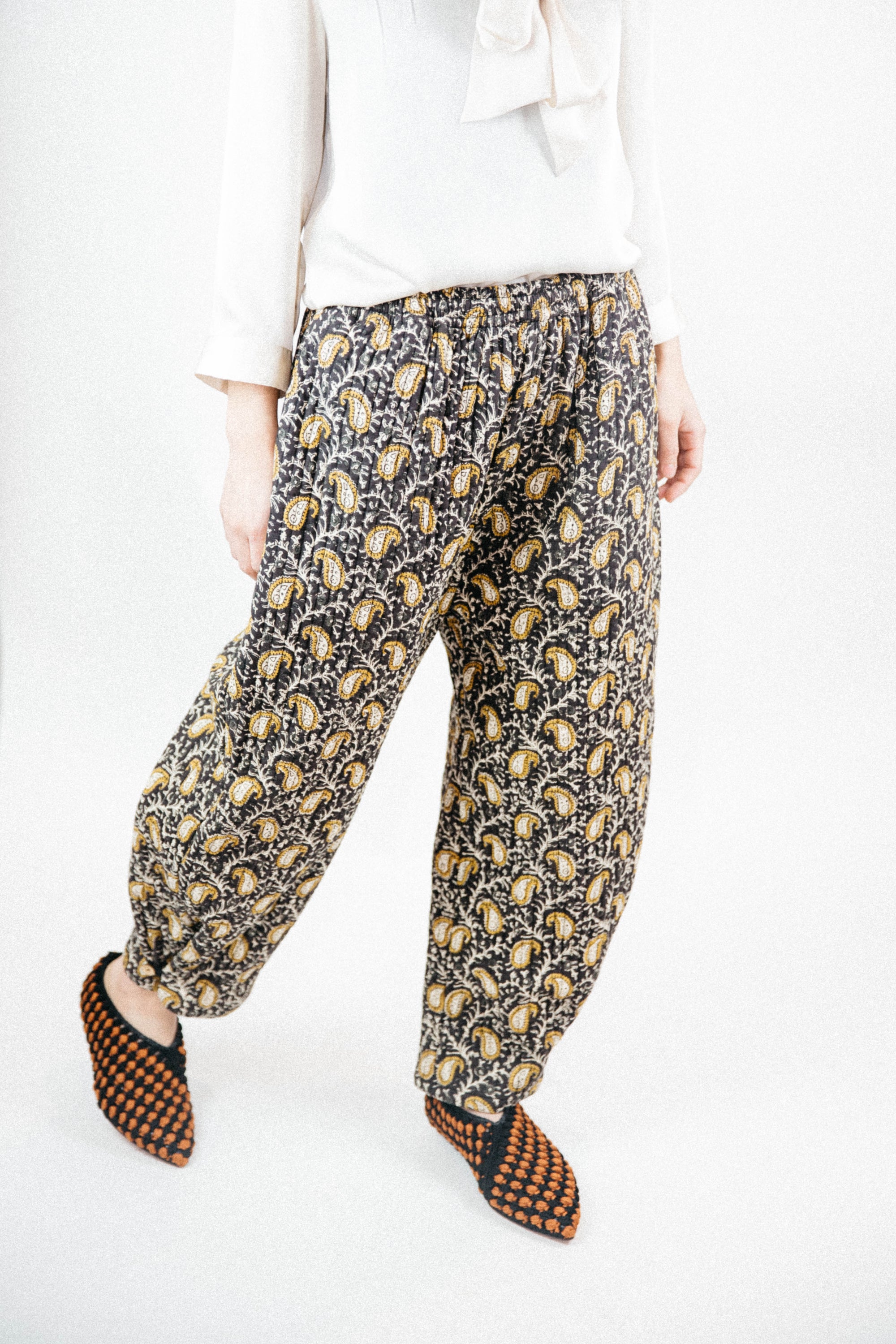 paisley block print pants 
