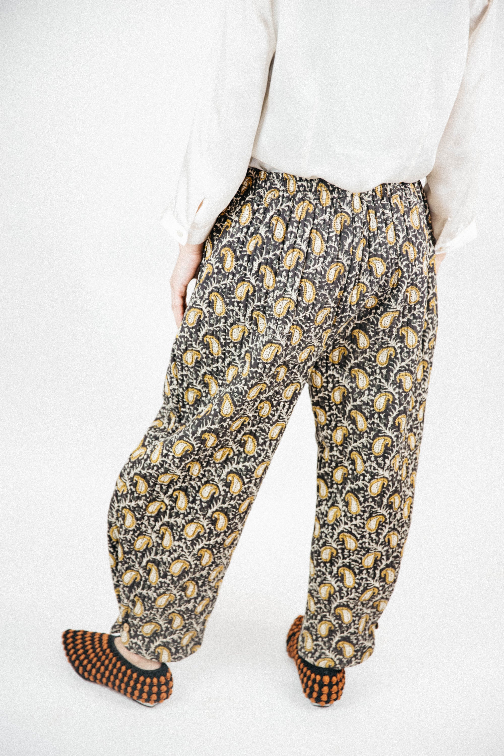 Quilted Block Print Pants in Paisley
