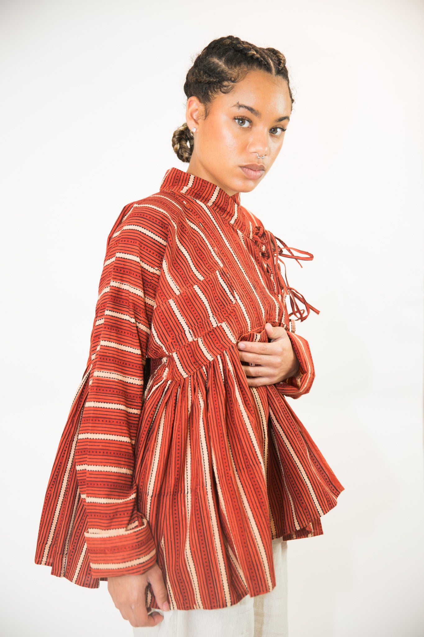 Garnet Ajrakh Hand Block Print Kediya Top/Jacket