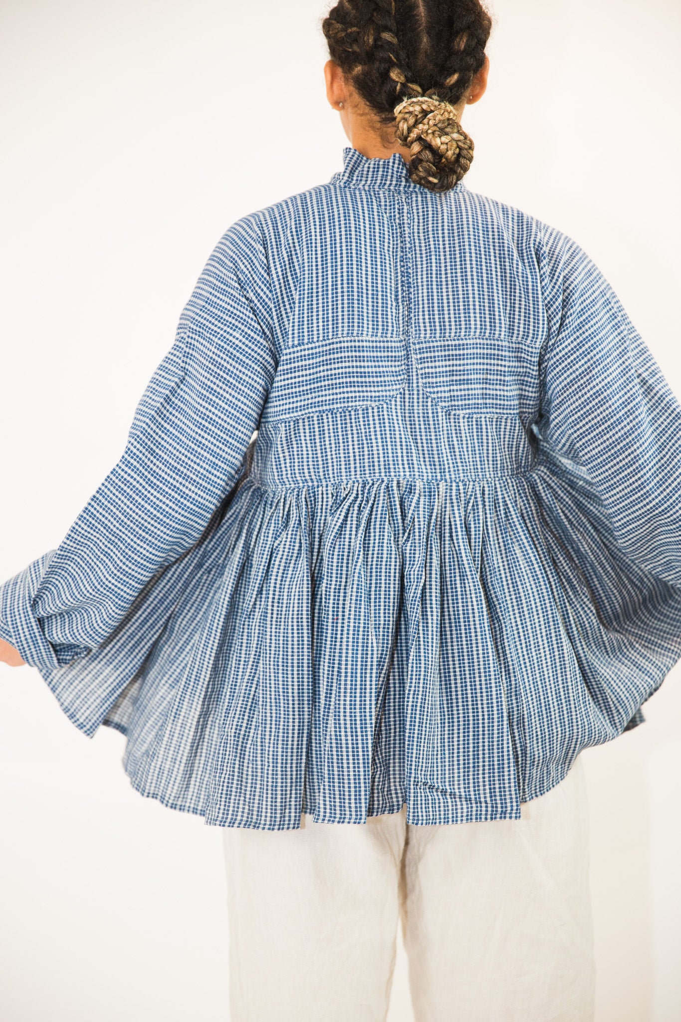 Blue Checks Kala Cotton Kediya Top/Jacket