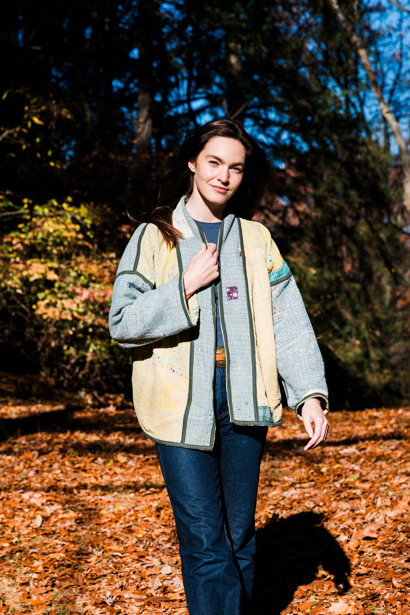Vintage Kantha Quilt Jacket in Chamomile