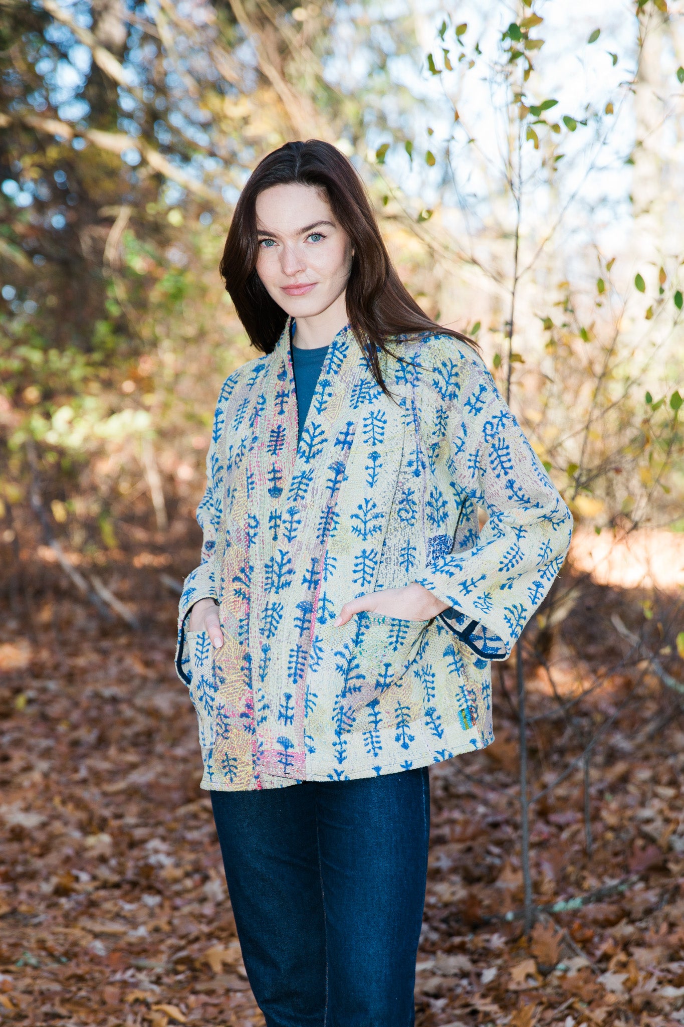 Vintage Kantha Quilt Jacket in Bloom