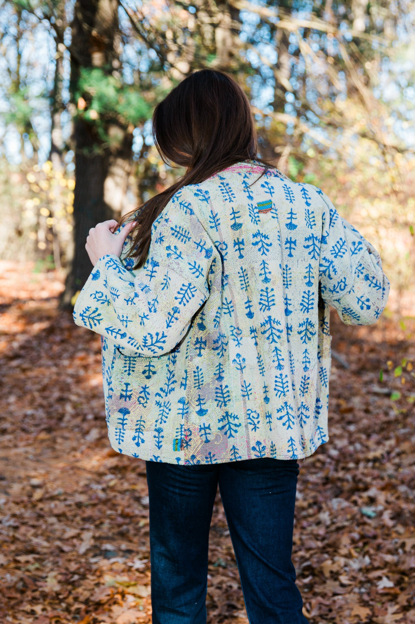 Vintage Kantha Quilt Jacket in Bloom