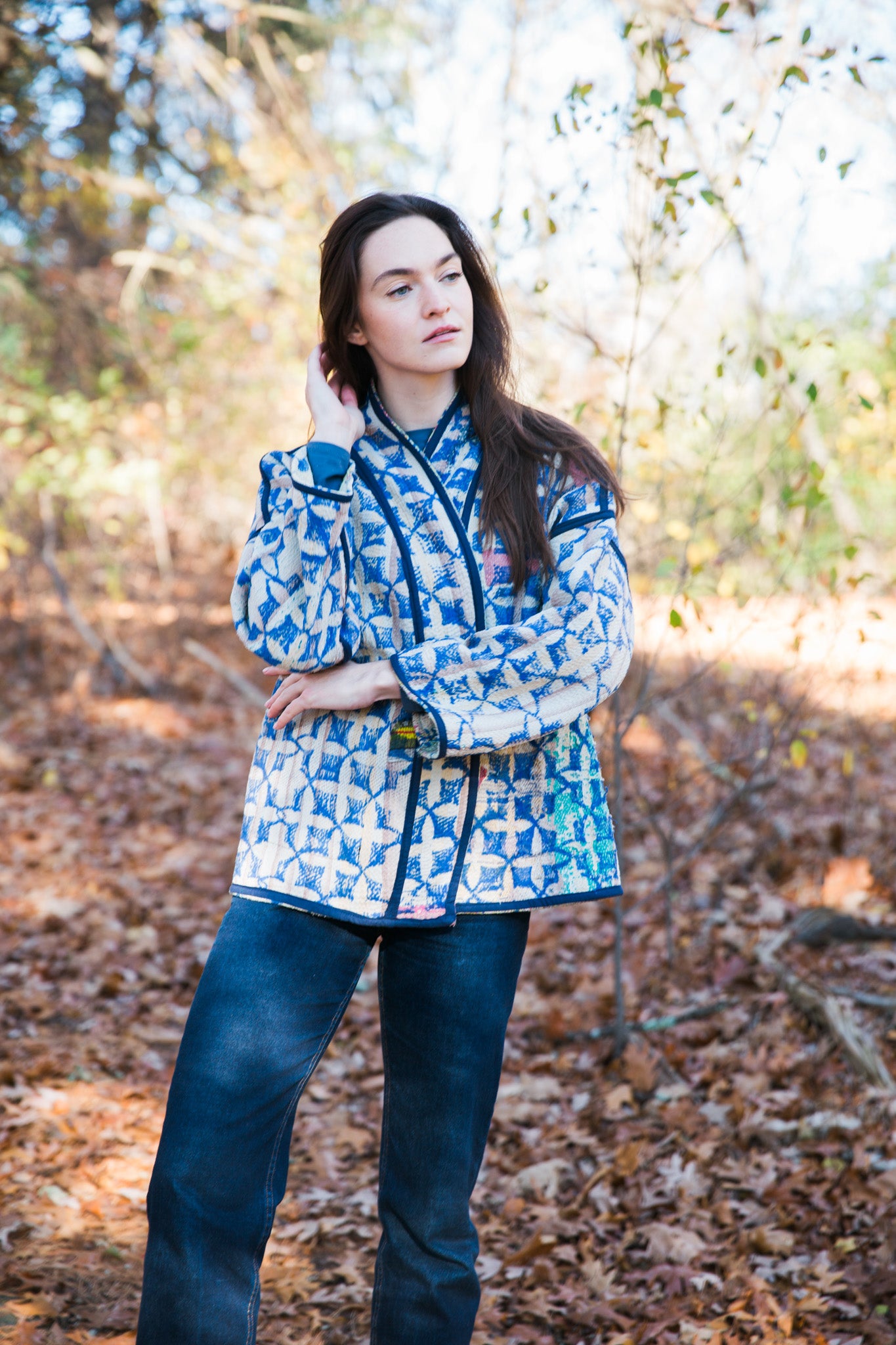 Vintage Kantha Quilt Jacket in Bloom
