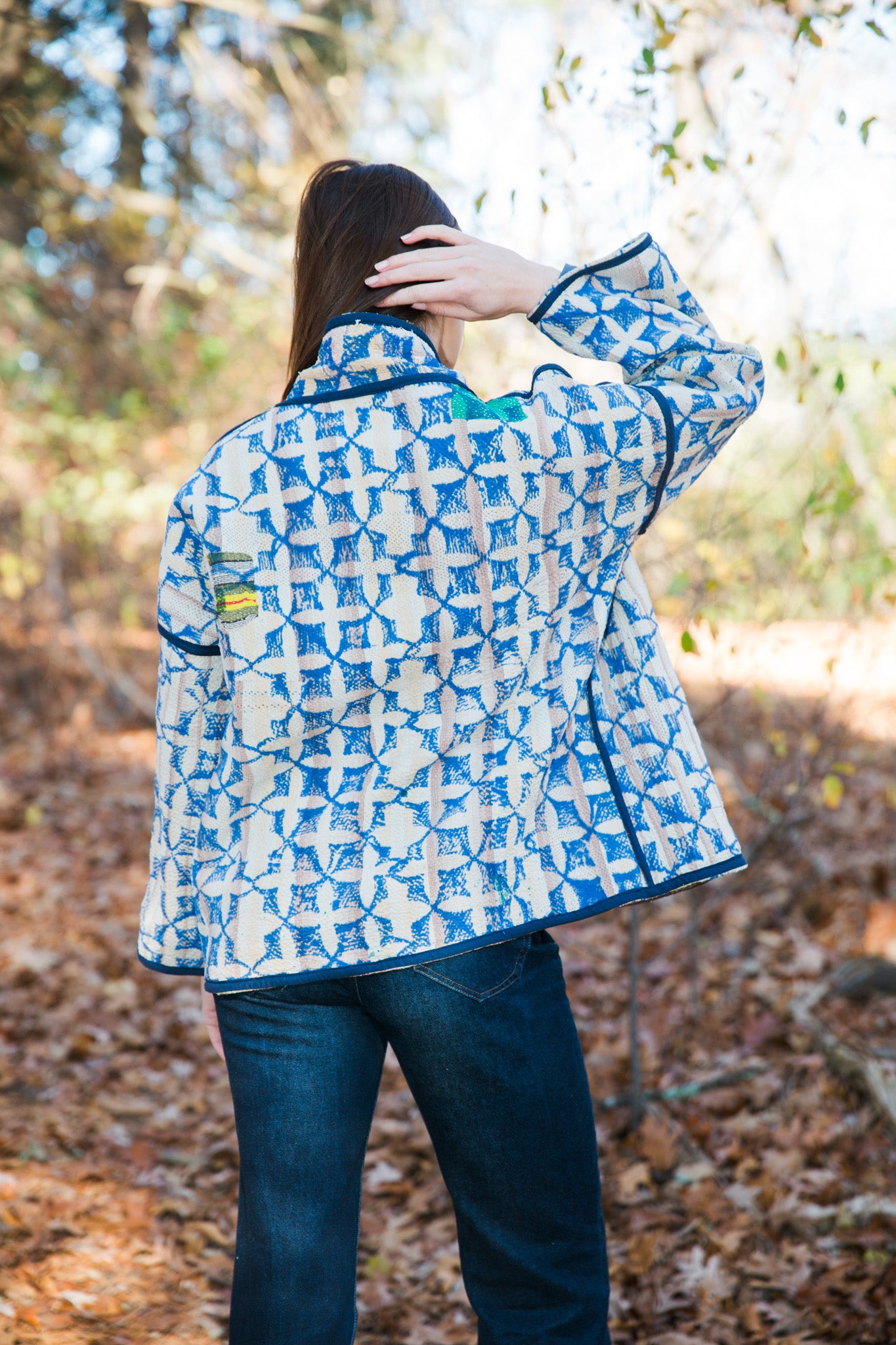 Vintage Kantha Quilt Jacket in Bloom