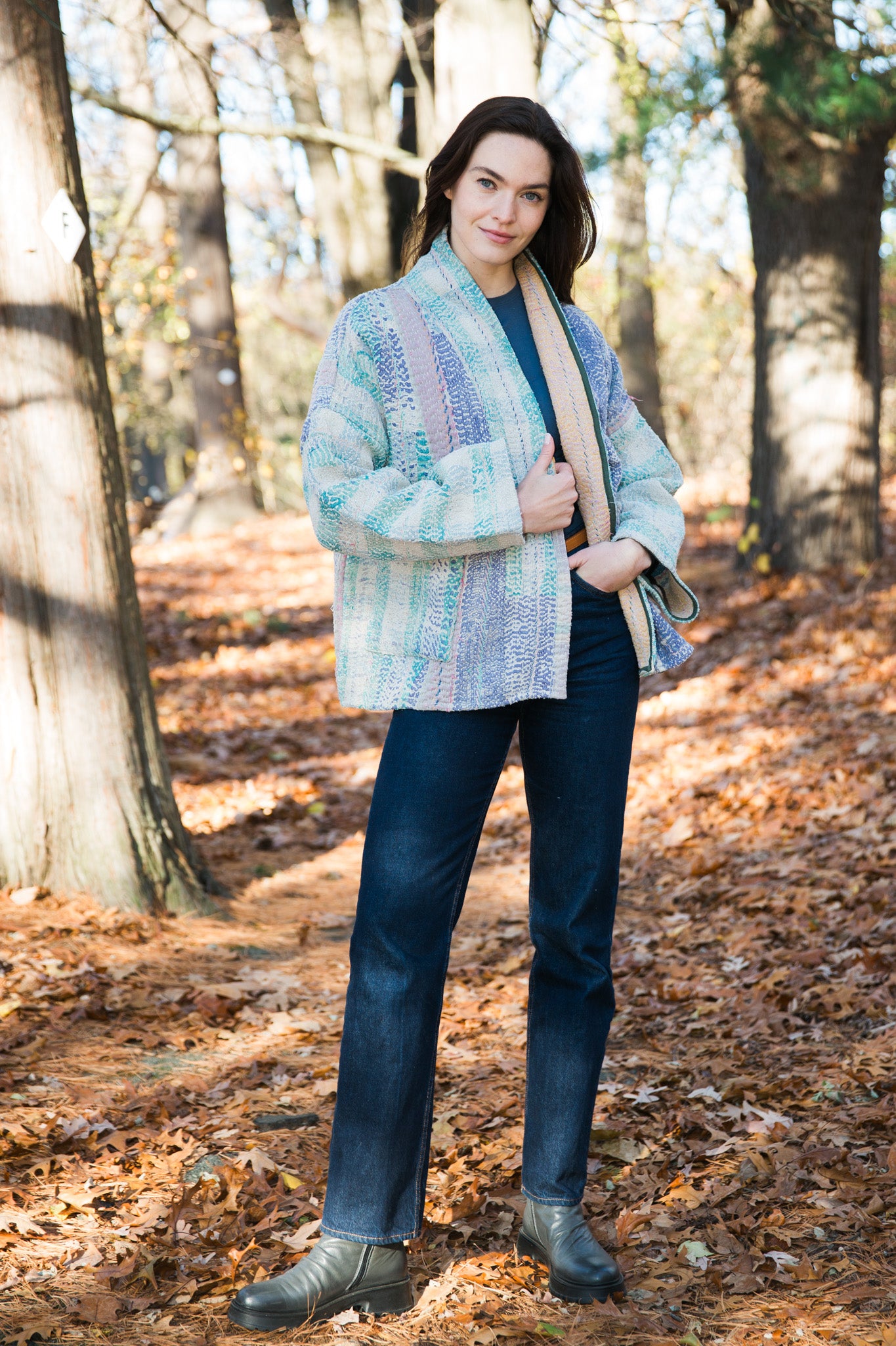 Vintage Kantha Quilt Jacket in Lilac