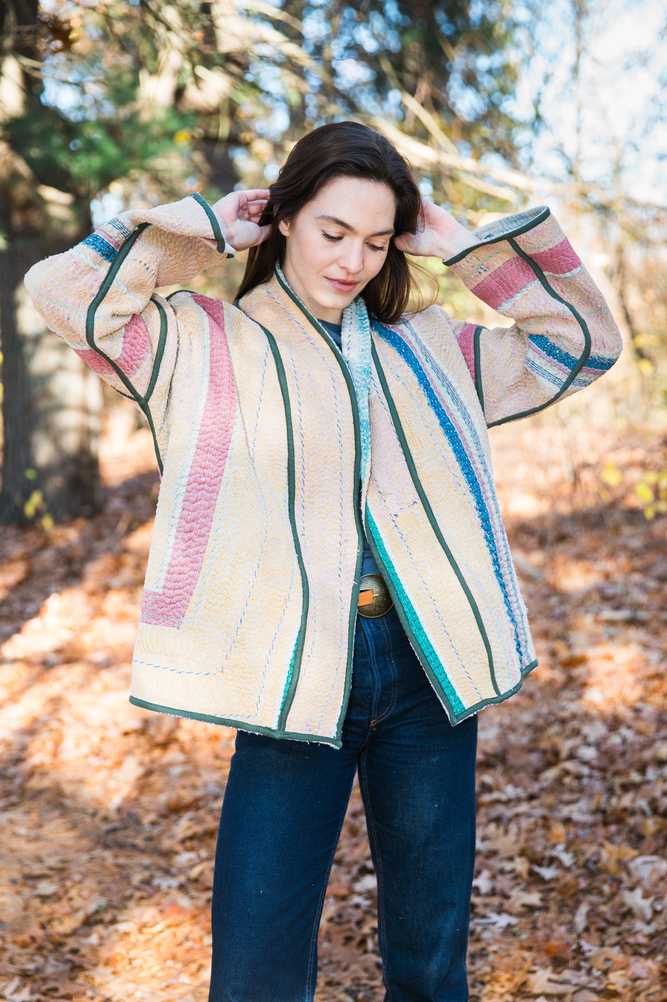 Vintage Kantha Quilt Jacket in Lilac