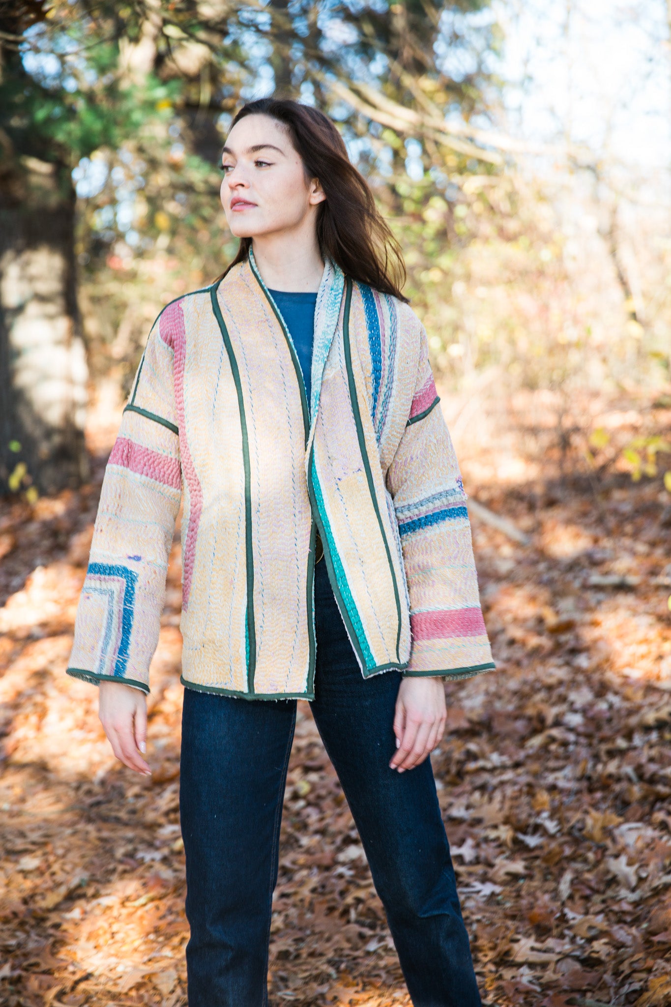 Vintage Kantha Quilt Jacket in Lilac