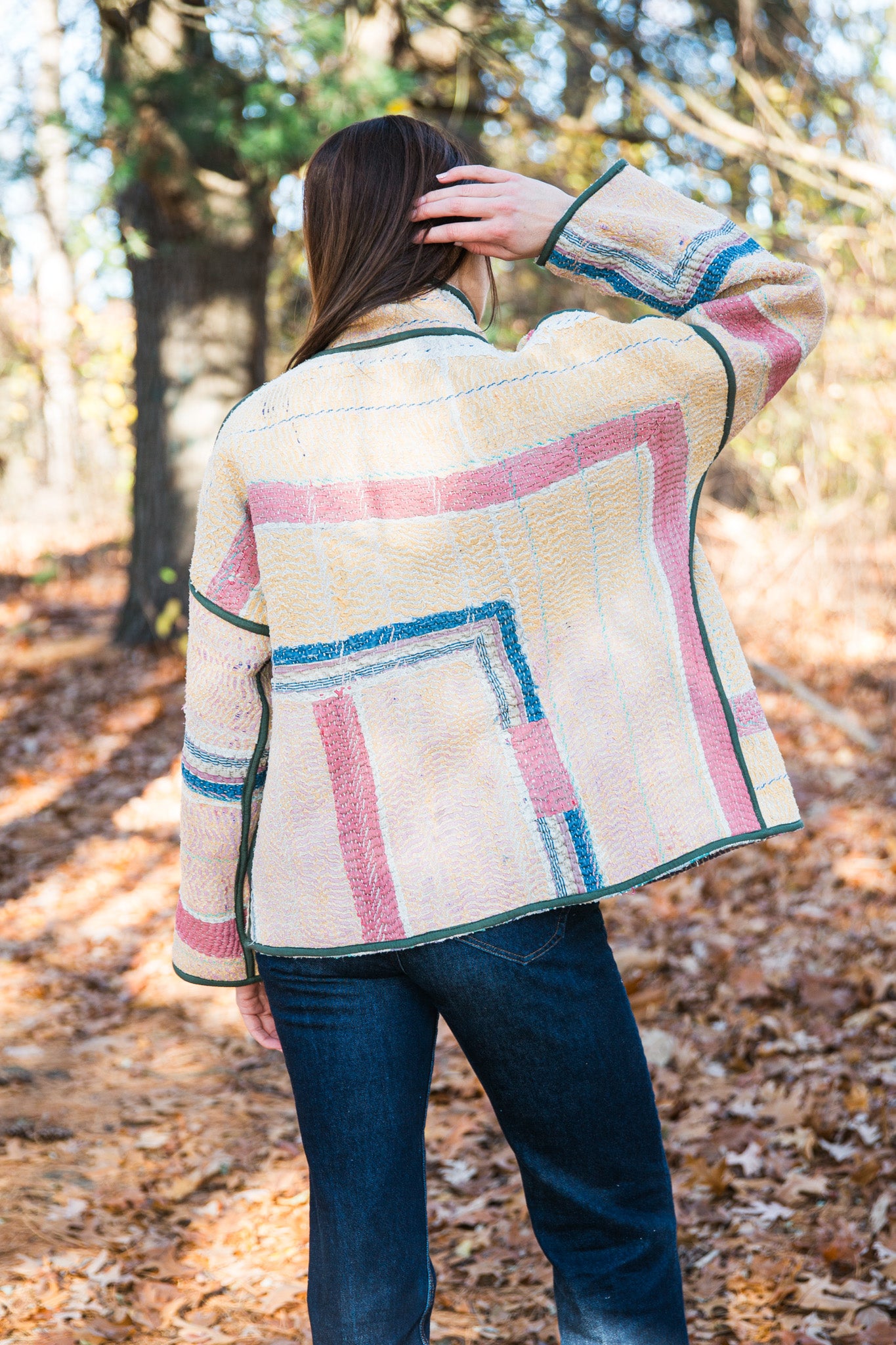 Vintage Kantha Quilt Jacket in Lilac