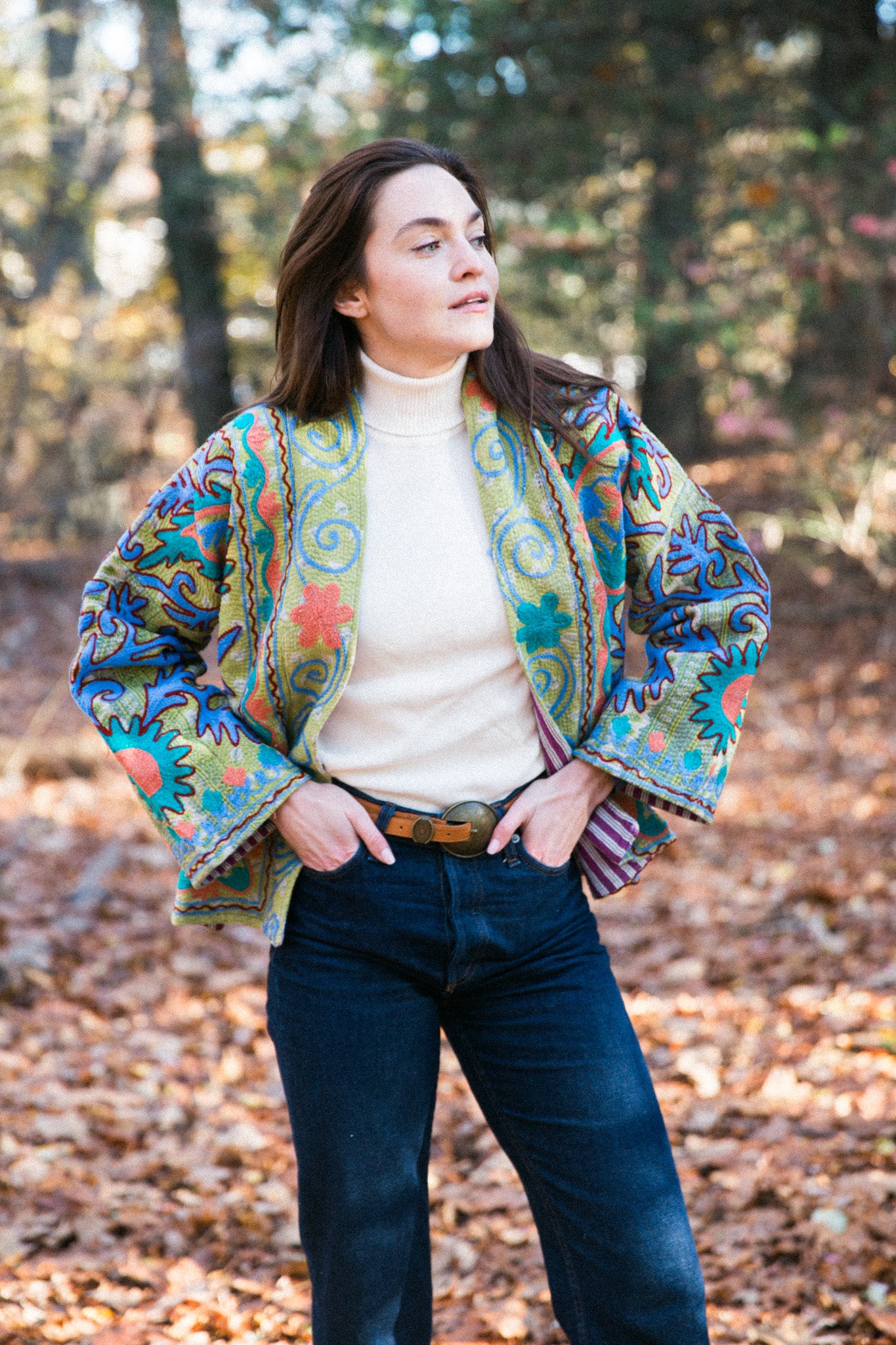 Sujani Kantha Quilt Jacket in Green