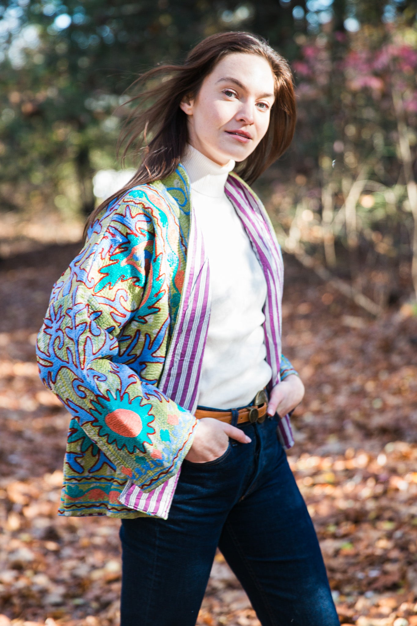 Sujani Kantha Quilt Jacket in Green