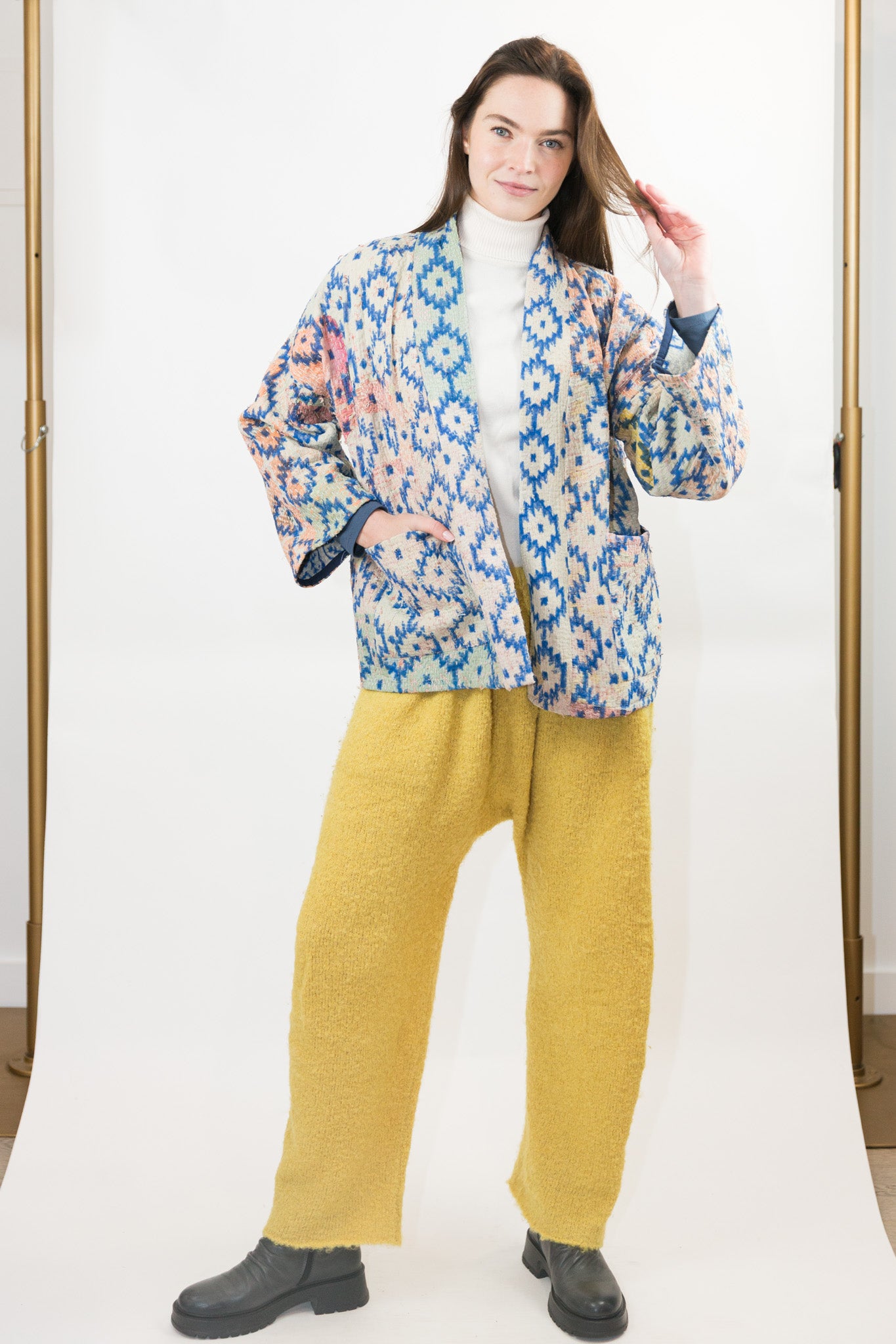 Vintage Kantha Quilt Jacket in Pastel