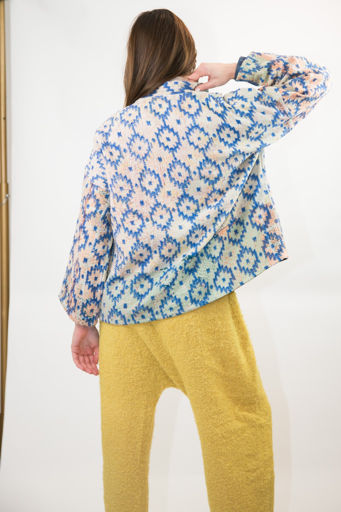 Vintage Kantha Quilt Jacket in Pastel