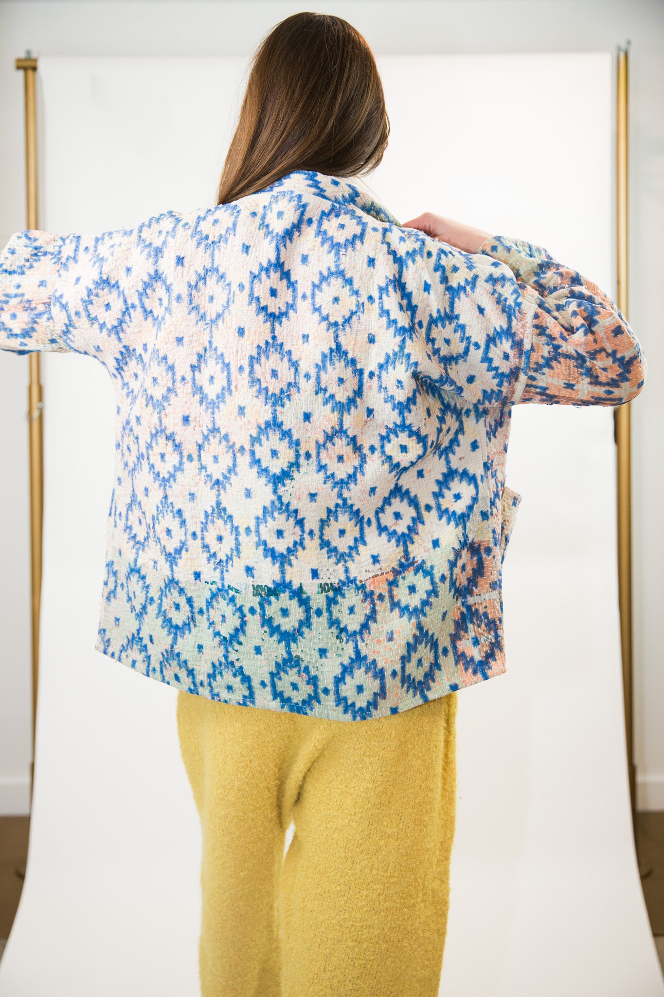 Vintage Kantha Quilt Jacket in Pastel