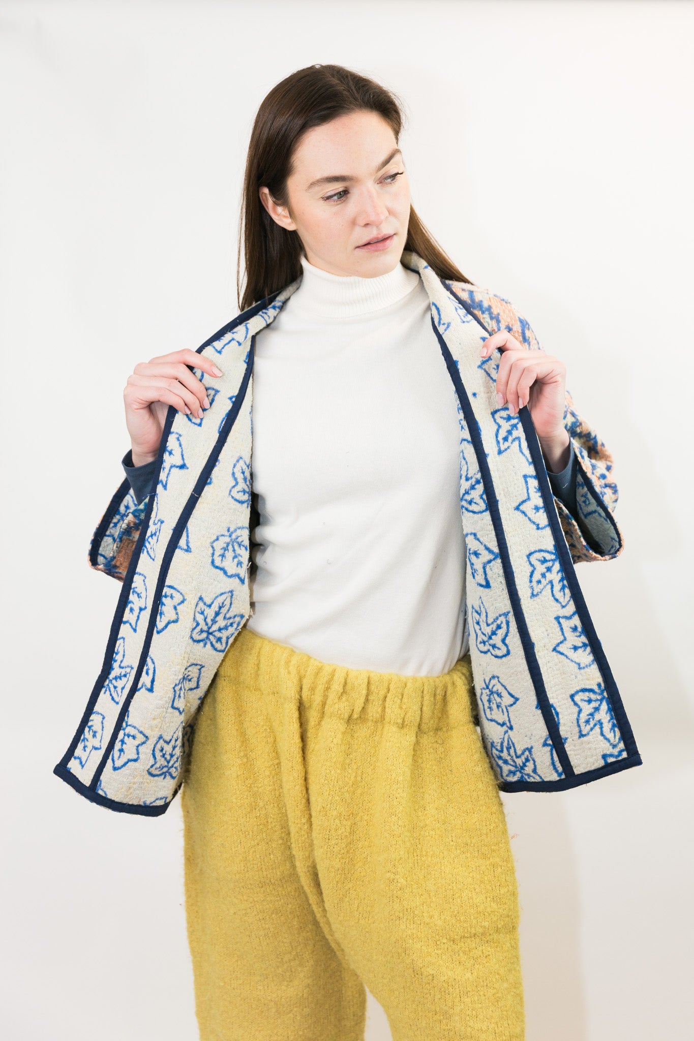 Vintage Kantha Quilt Jacket in Pastel