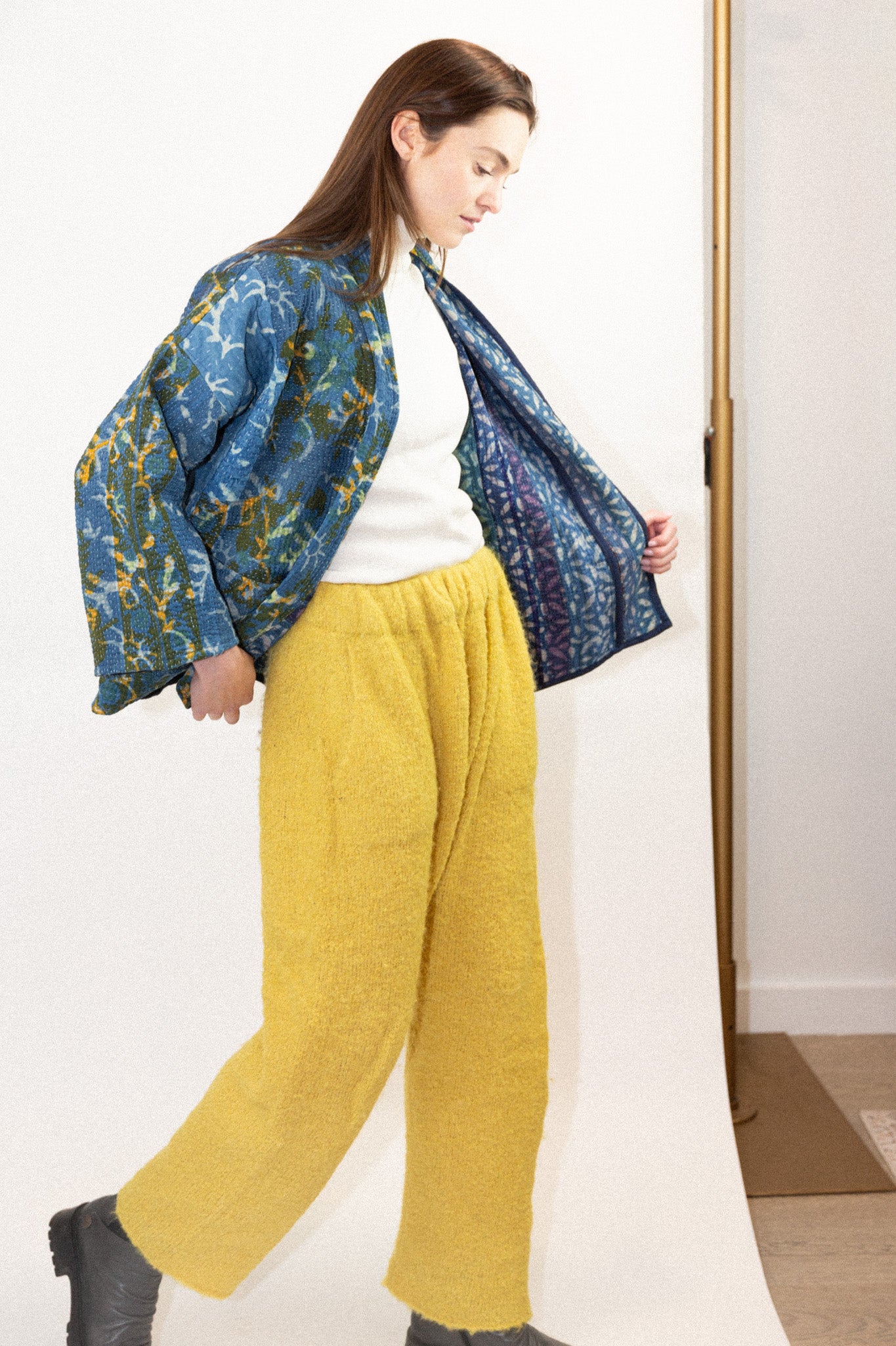 Vintage Kantha Quilt Jacket in Ocean