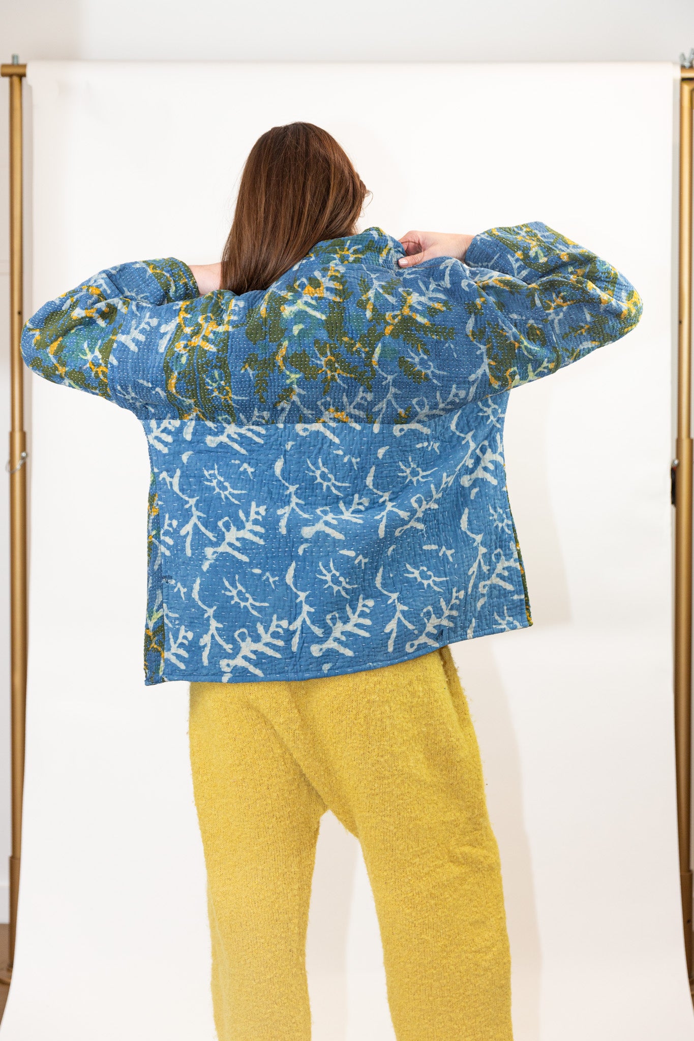 Vintage Kantha Quilt Jacket in Ocean