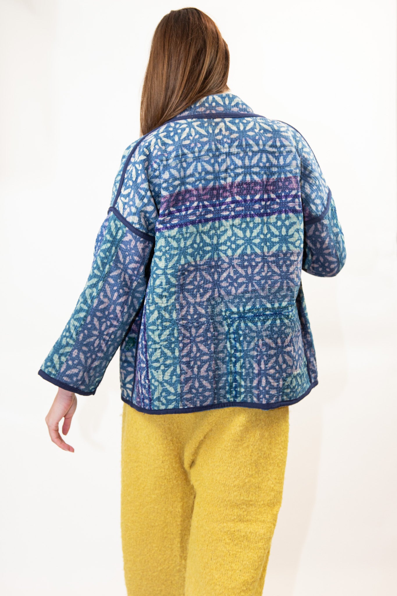Vintage Kantha Quilt Jacket in Ocean