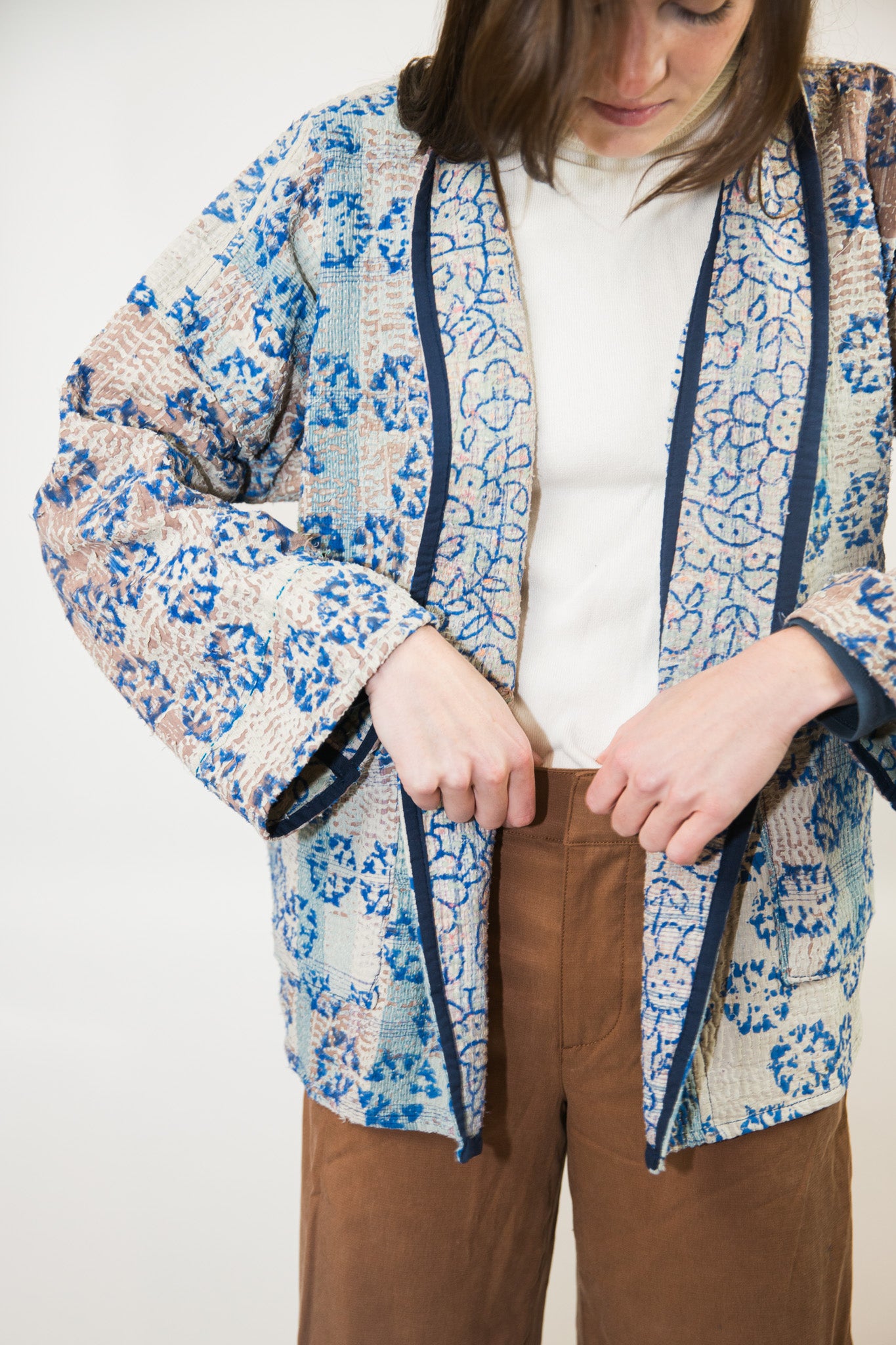 Vintage Kantha Quilt Jacket in Dahlia