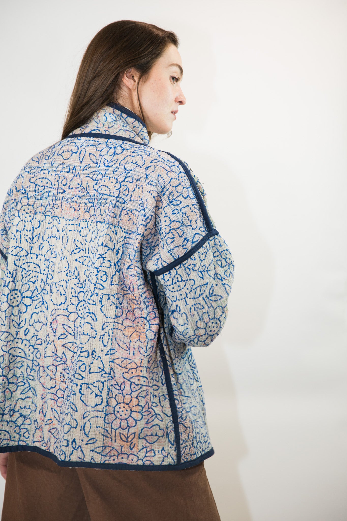Vintage Kantha Quilt Jacket in Dahlia