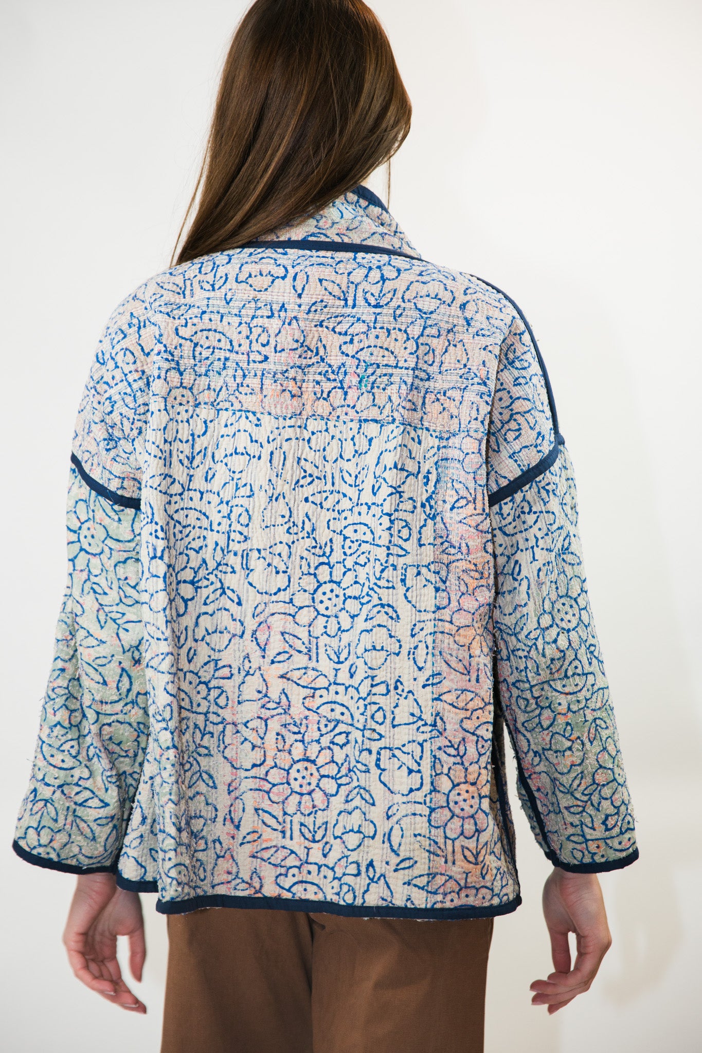 Vintage Kantha Quilt Jacket in Dahlia