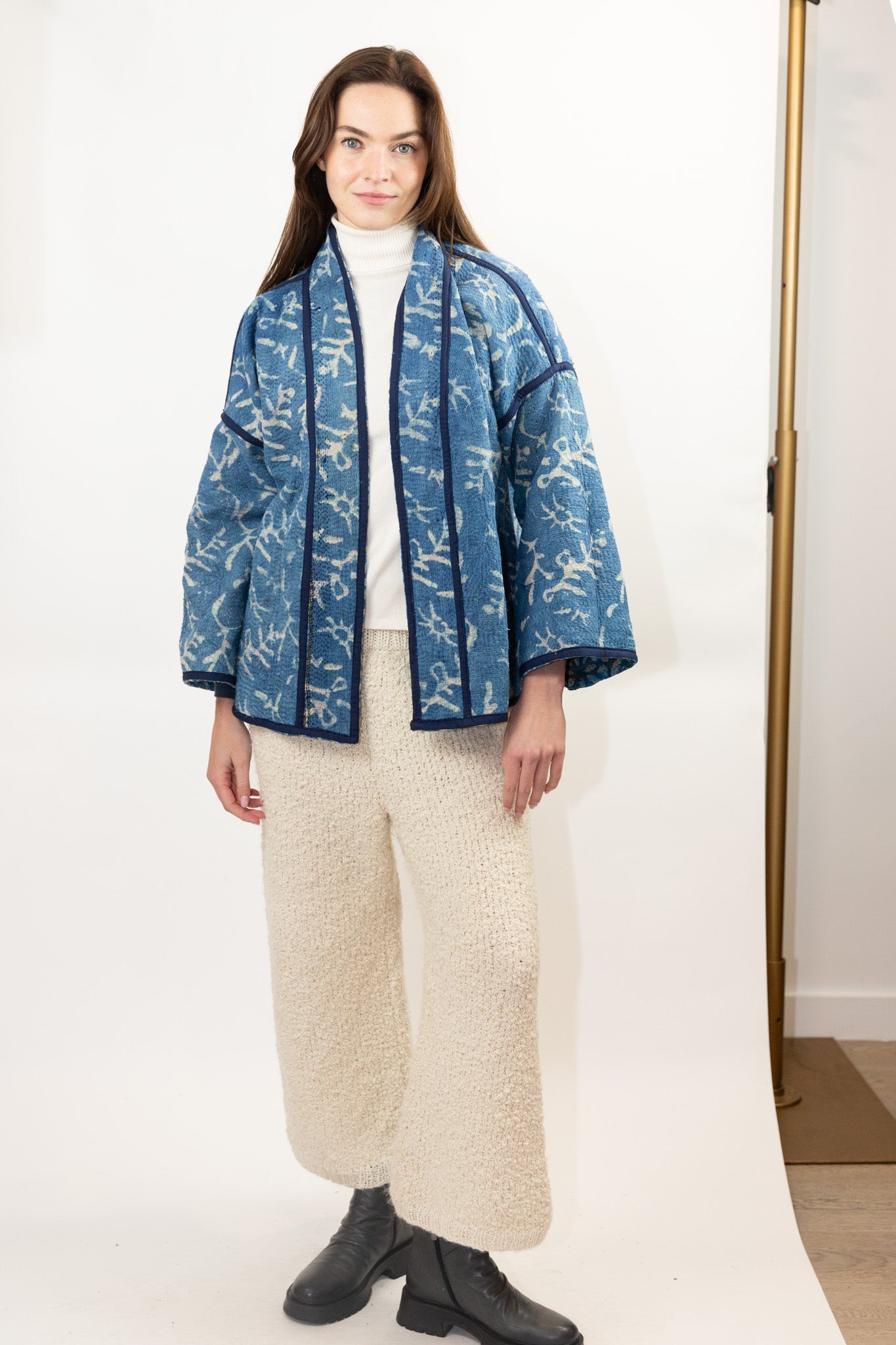 Vintage Kantha Quilt Jacket in Petal