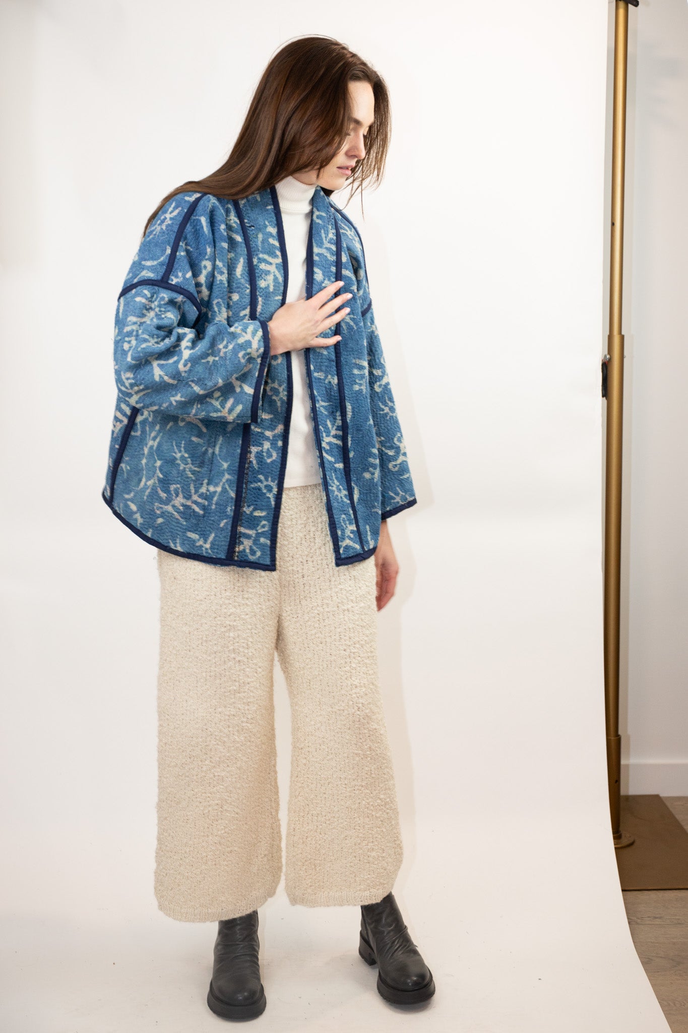 Vintage Kantha Quilt Jacket in Petal
