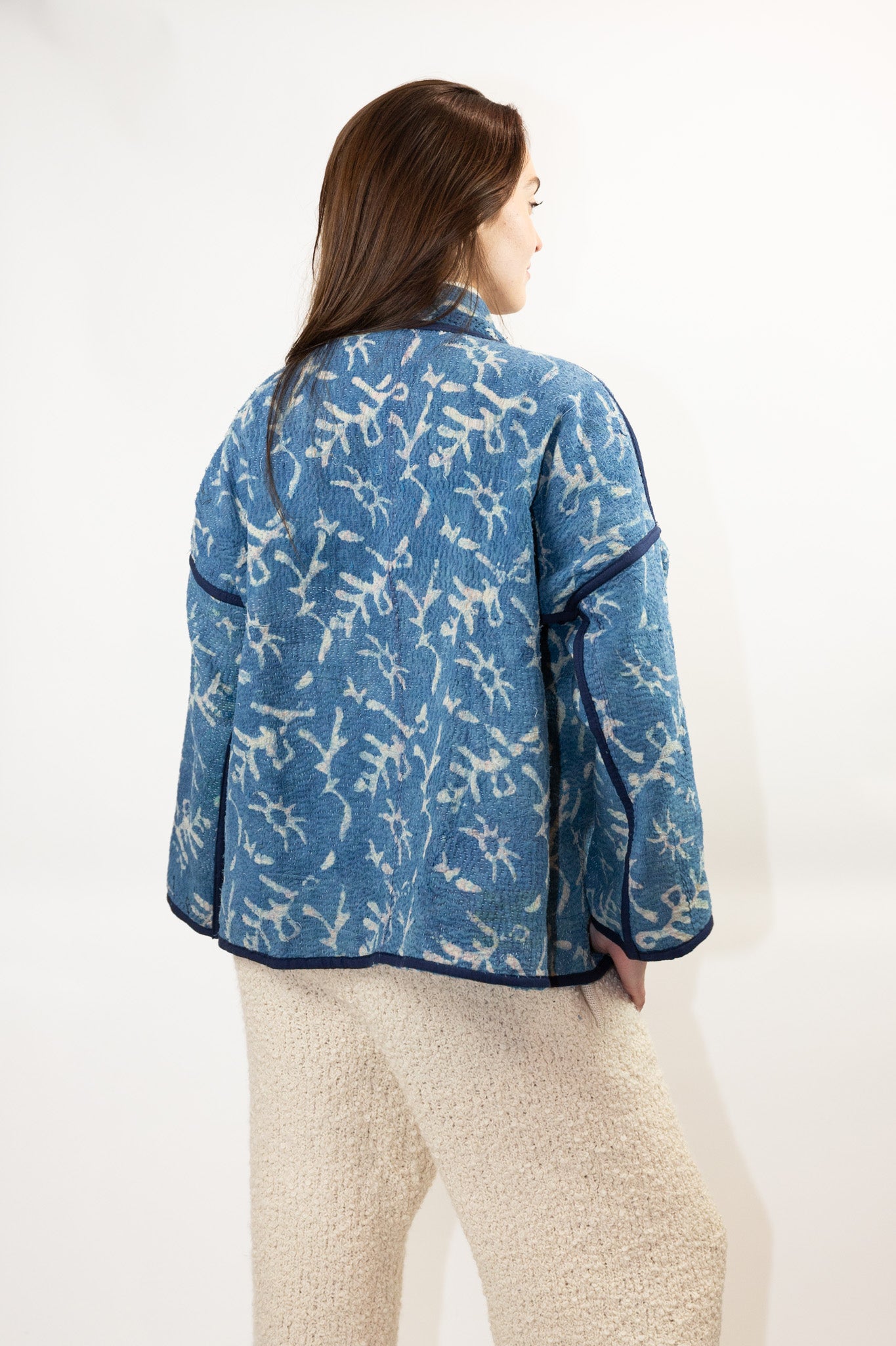 Vintage Kantha Quilt Jacket in Petal