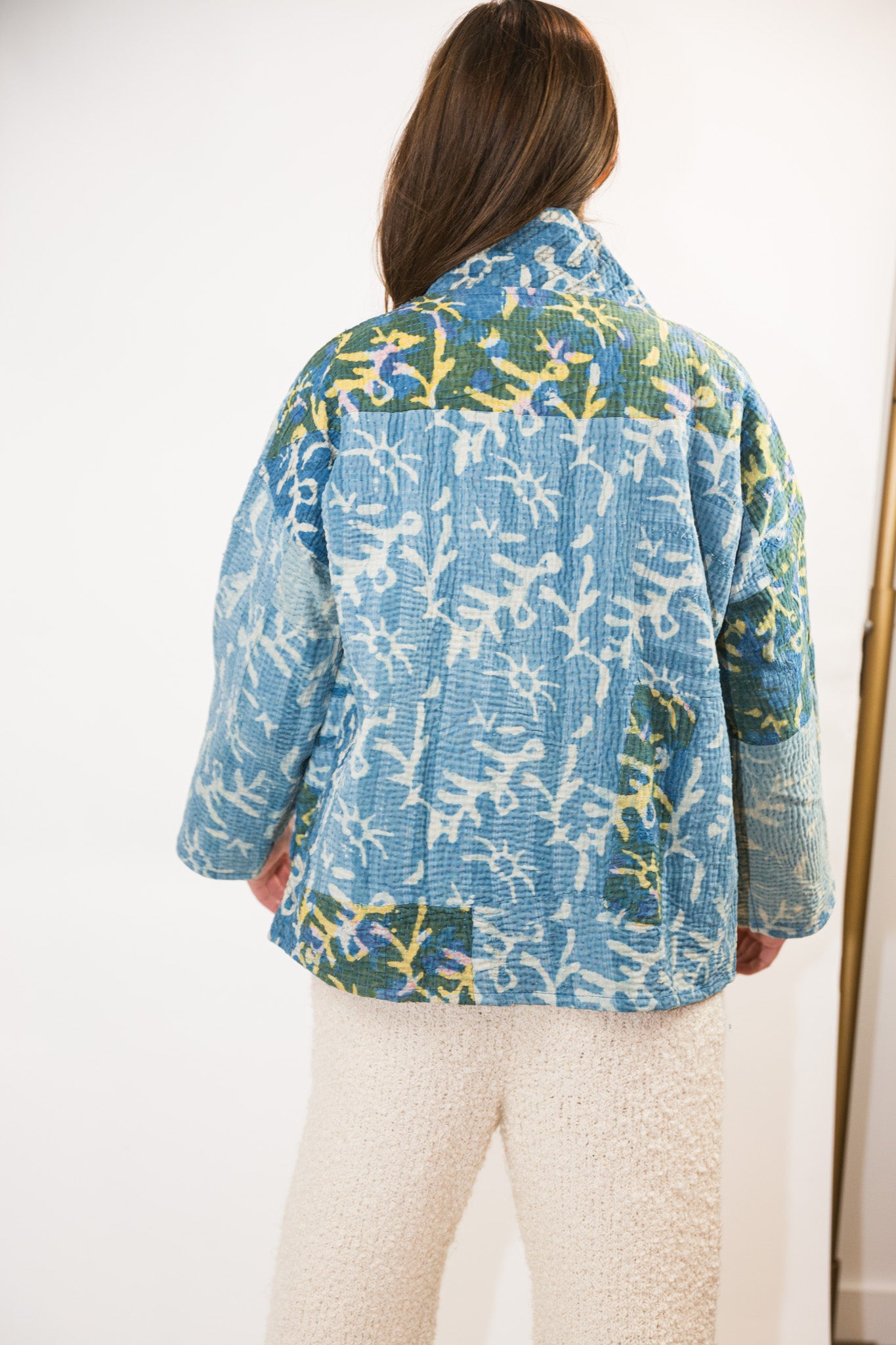 Vintage Kantha Quilt Jacket in Sky