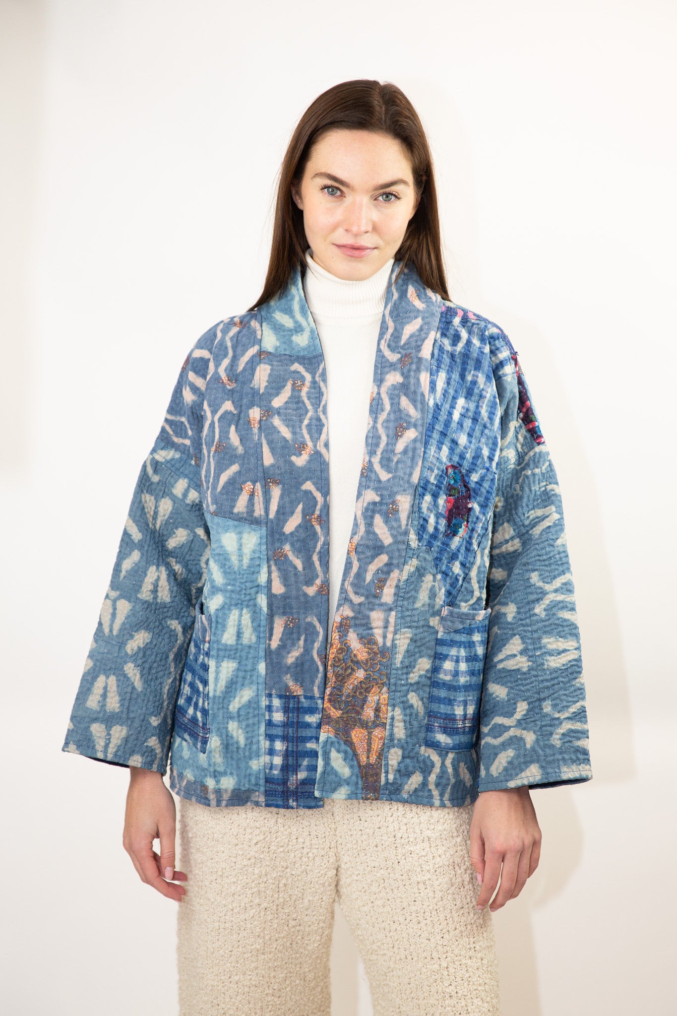 Vintage Kantha Quilt Jacket in Celestial