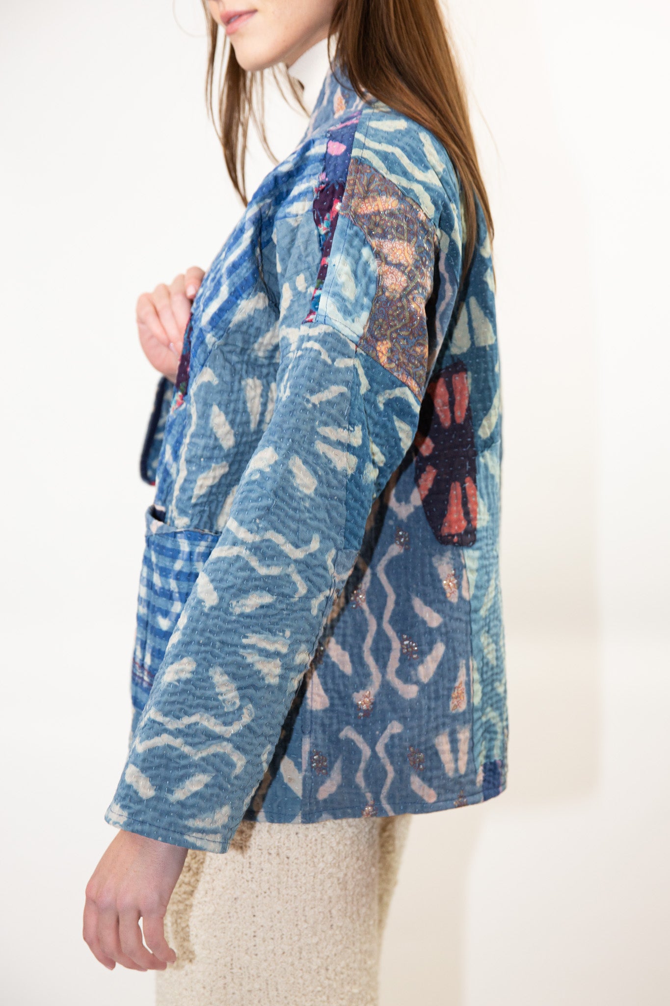 Vintage Kantha Quilt Jacket in Celestial