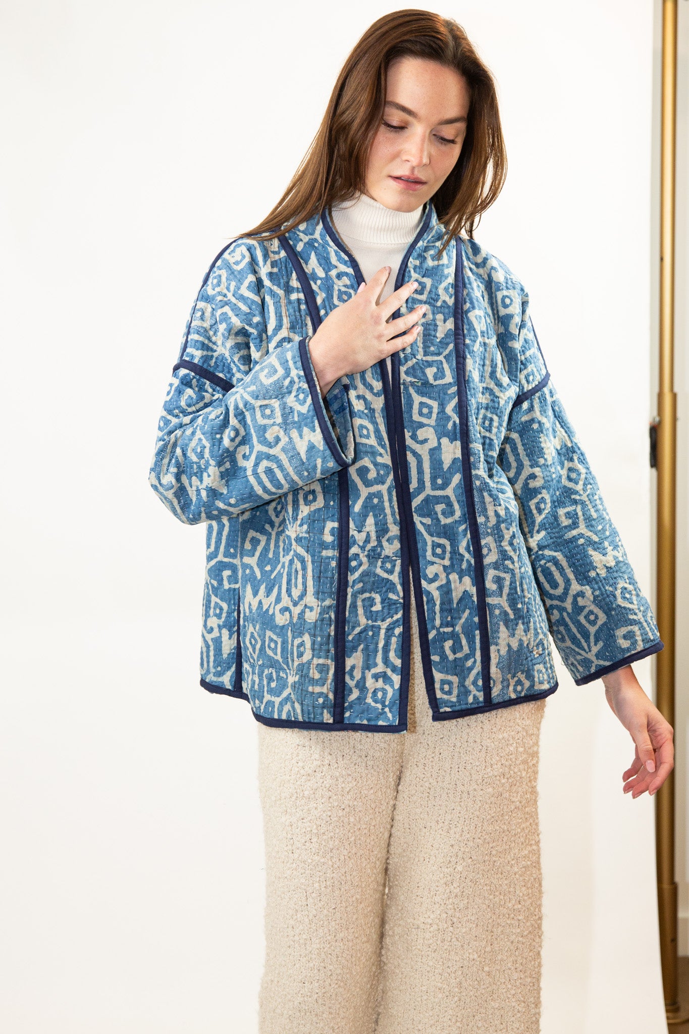 Vintage Kantha Quilt Jacket in Celestial