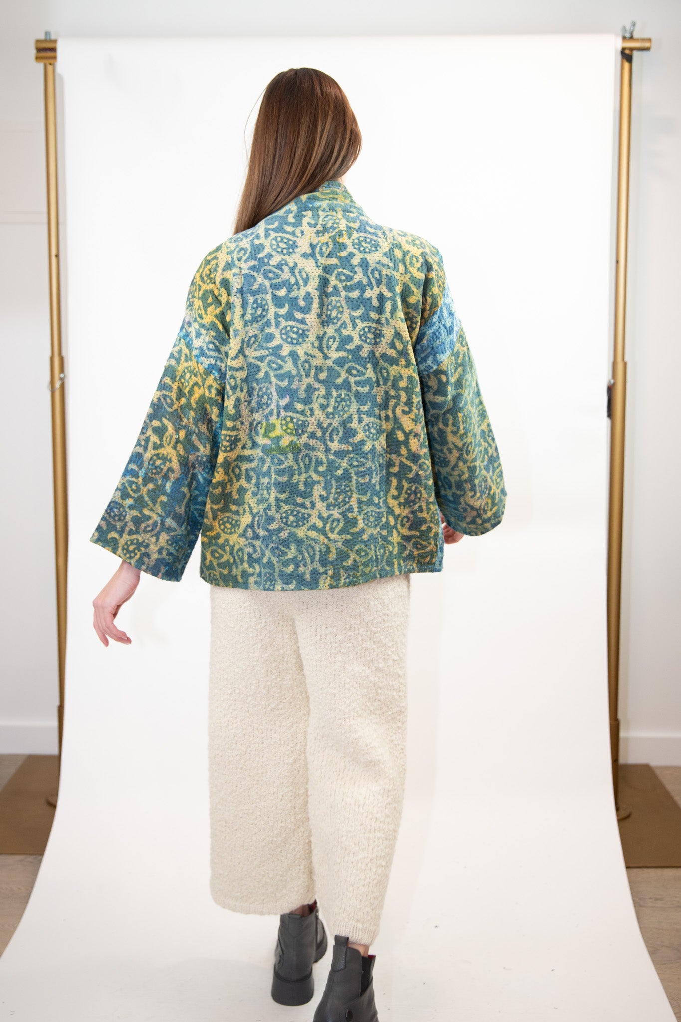 Vintage Kantha Quilt Jacket in Reef