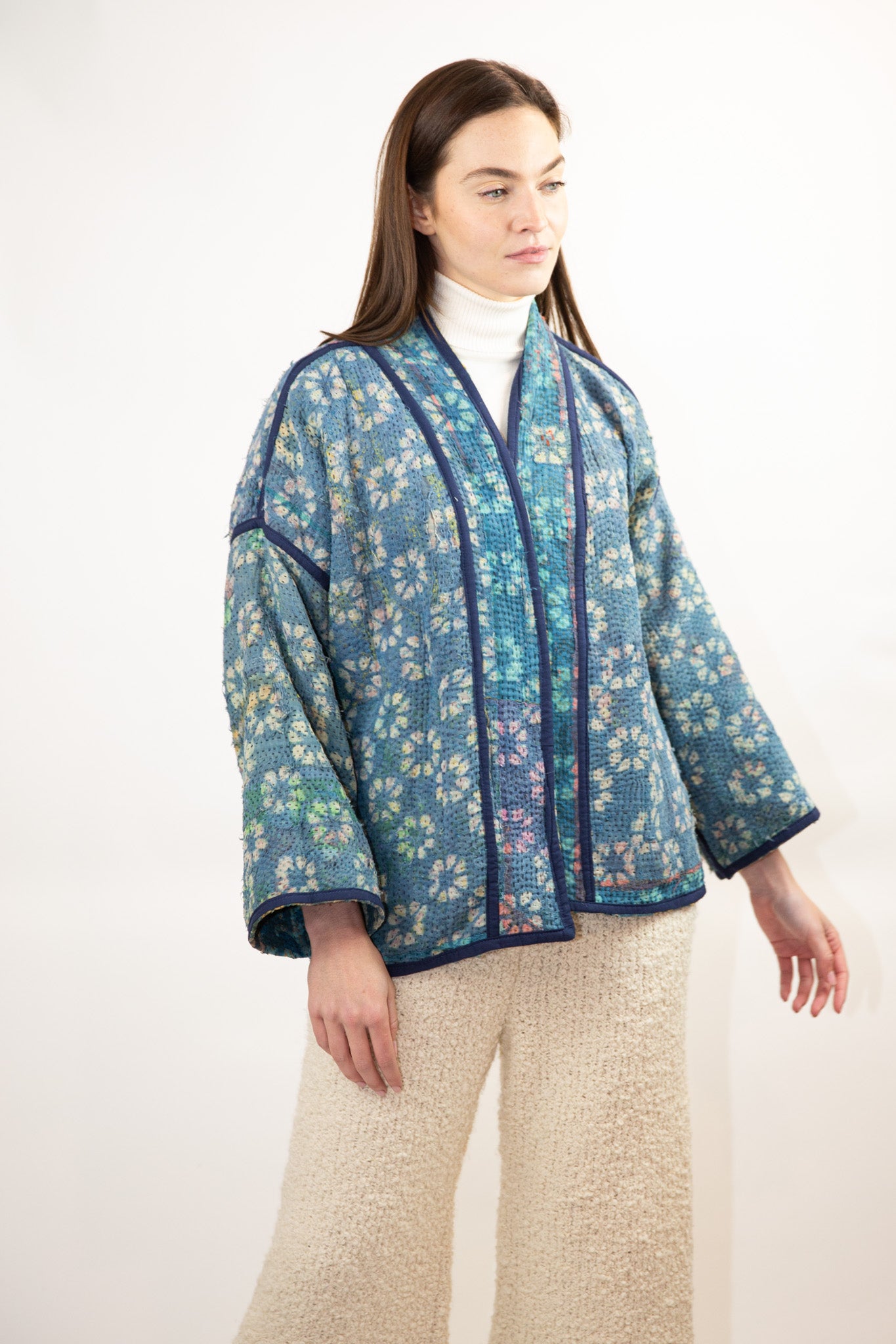 Vintage Kantha Quilt Jacket in Reef